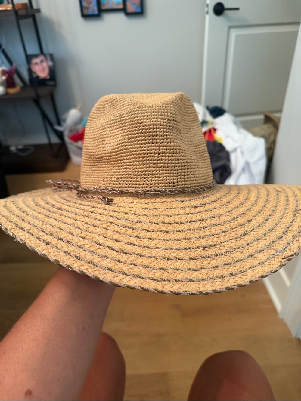 Tommy Bahama Natural Tan Braided-Trim Straw Sun Hat